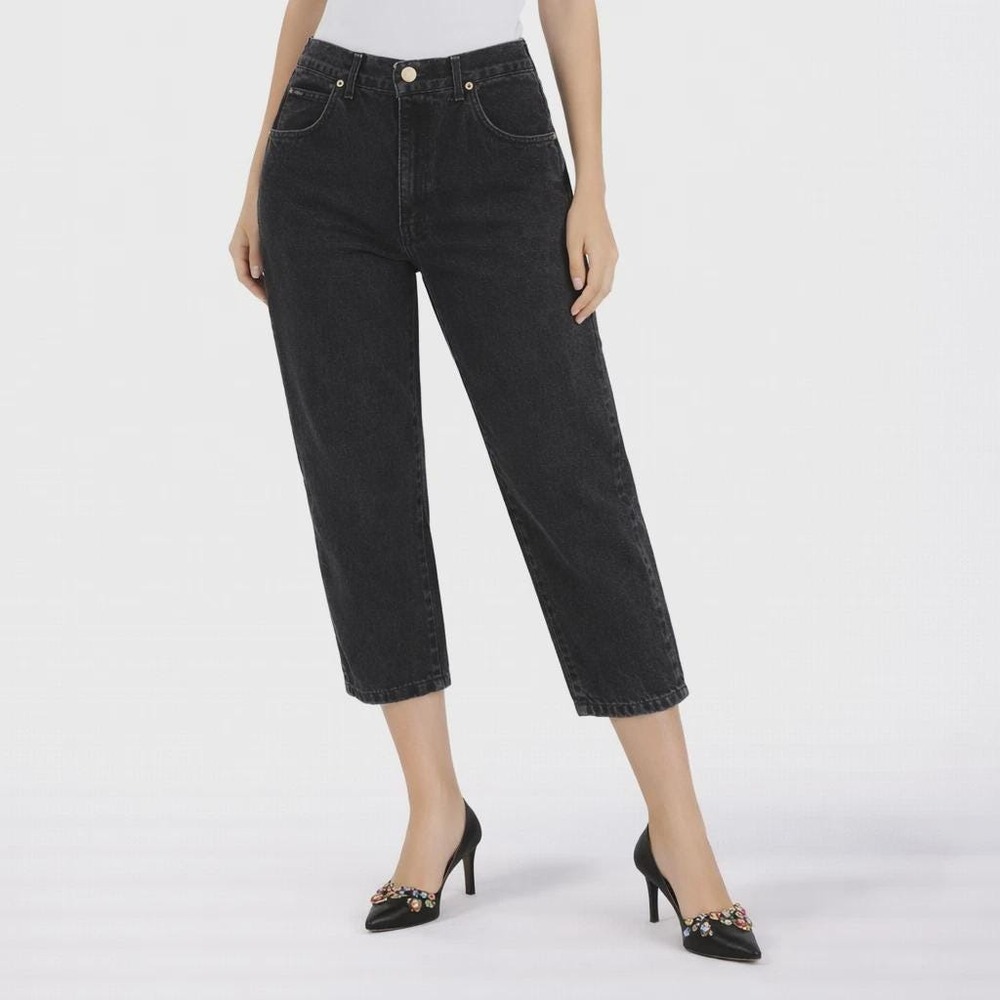 90s Vintage High Rise Cropped Tapered Leg Jeans Womens 8 Black Chic Denim
